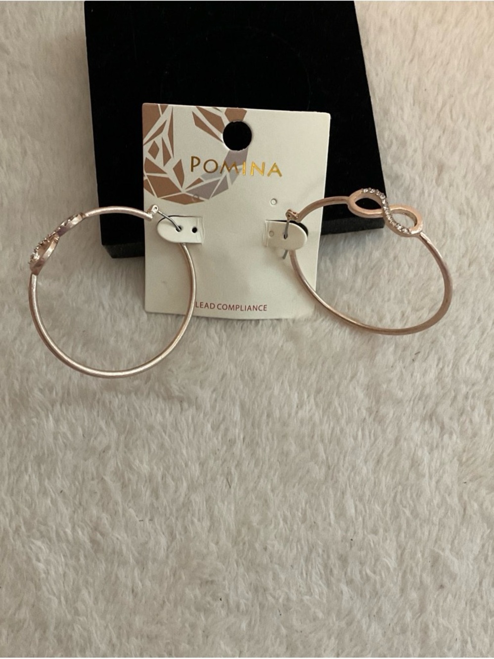 Pomina Rose Gold Hoop Earrings with Infinity Detail